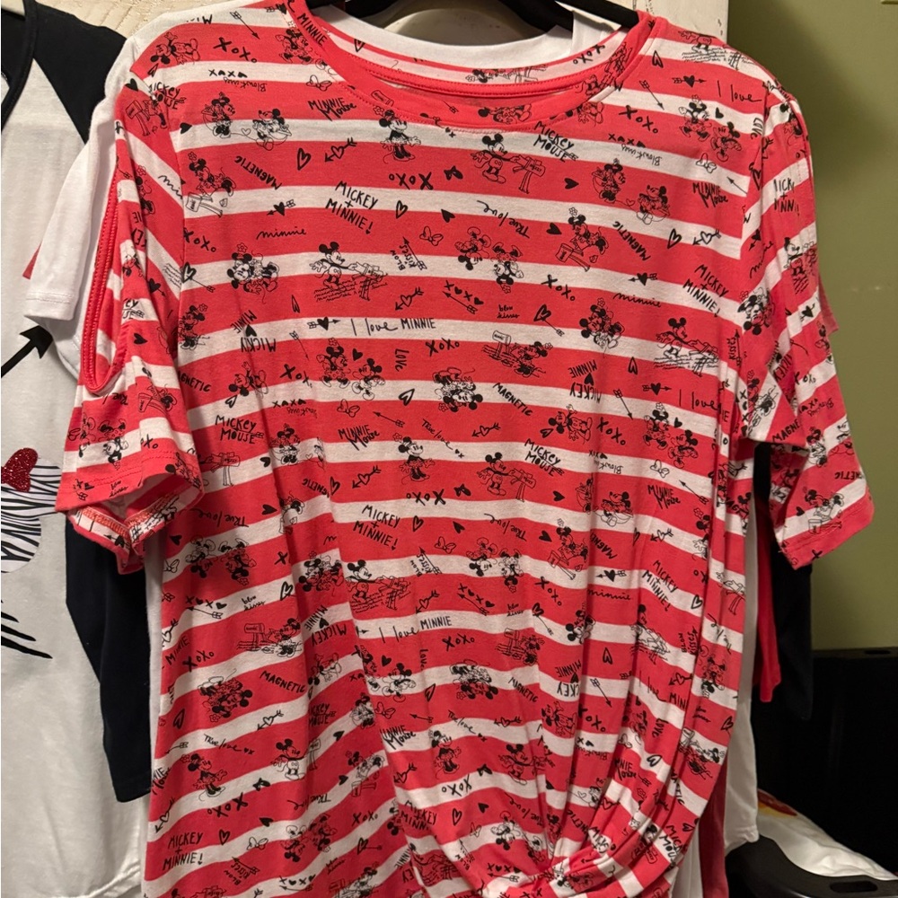 Disney Red and White Mickey Mouse Short Sleeve Tee